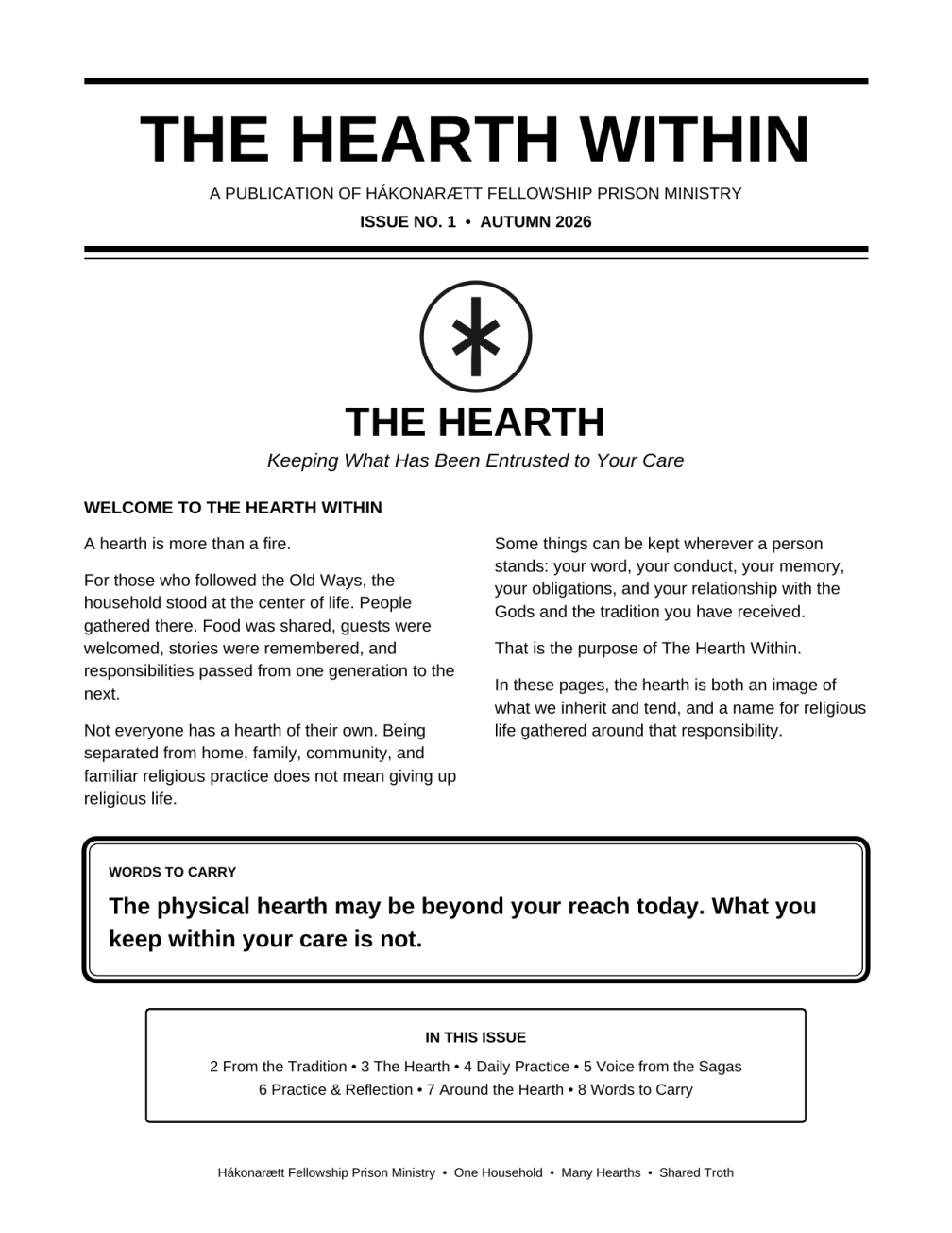 Cover of The Hearth Within, Issue No. 1, Autumn 2026